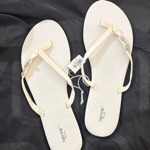 Brand New With Tags David's Bridal Cream Sandals with Rhinestone Detail